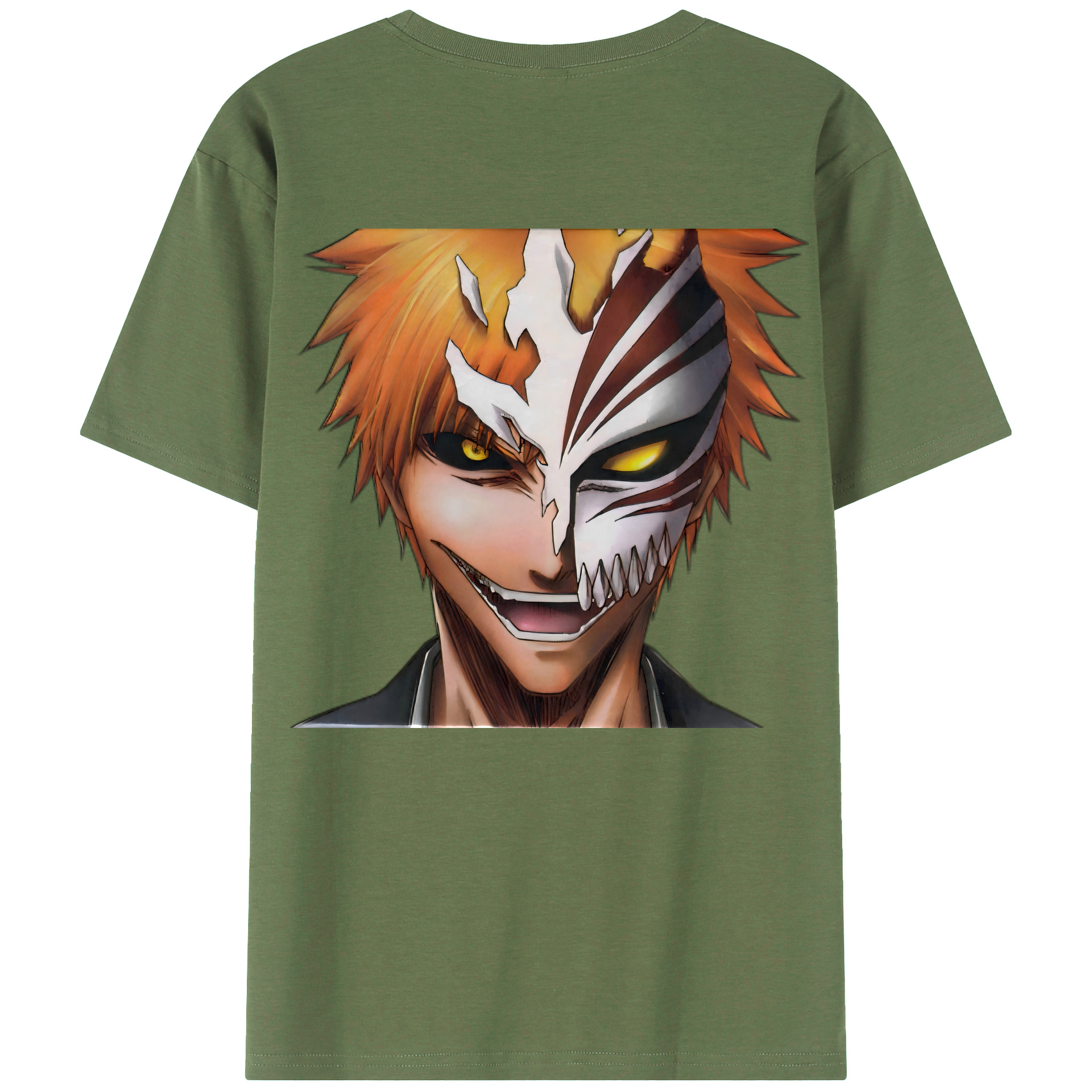 （画像用） ブリーチ 黒崎一護（くろさき いちご）BLEACH Kurosaki Ichigo 綿100％ メンズ半袖Tシャツ（バックプリント） 通気性